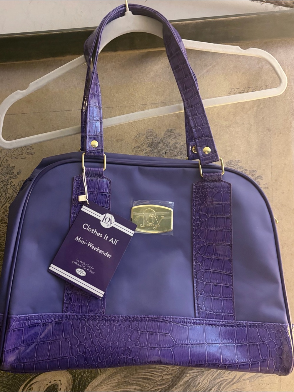 * New Joy Mangano Mini Weekender Travel Bag Purple *